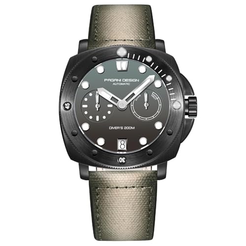 Pagani Design 1767 Herrenuhr Herren Automatik 41MM Edelstahlgehäuse Saphirspiegel Herrenuhr mit Automatikaufzug Nylonarmband. (Grigio Nero) von RollsTimi