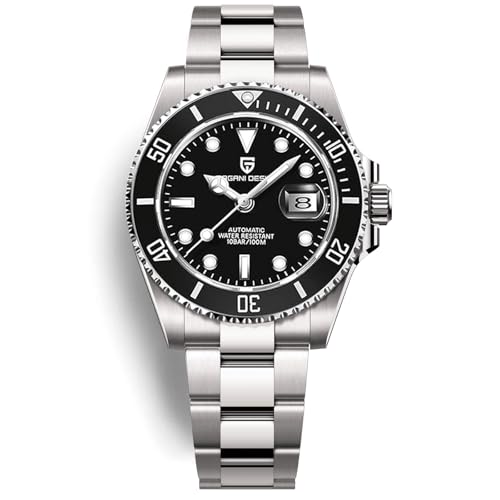 Pagani Design Herren Automatikuhr Business Wasserdicht Analog Automatikuhr NH35 A Keramik Uhrwerk Drehbare Lünette Saphirglas Edelstahl Luxusuhren. (Schwarz) von RollsTimi