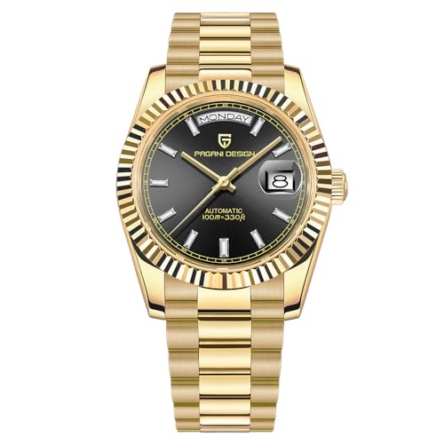 Pagani Design Herrenuhr DD40 PD-1783 Luxus Herrenuhr Automatik Rose Gold NH36A Kaliber 10Bar Edelstahl Saphirglas Datumsanzeige (PD-1783 Gold-Black-A) von RollsTimi