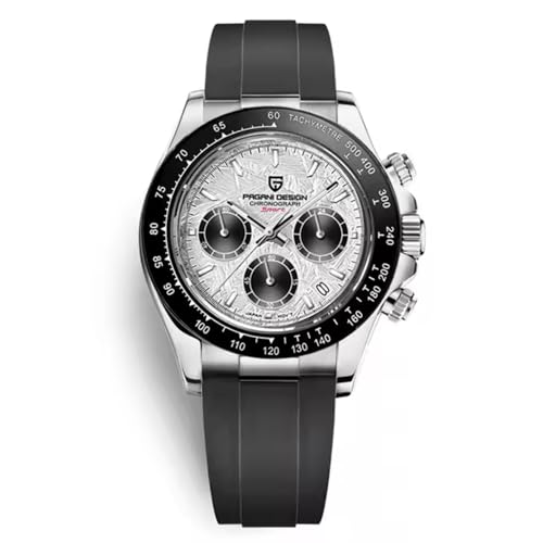 Pagani Design PD-1664 Herren Quarzuhr VK63 Uhrwerk Japanisches Uhrwerk Keramiklünette Saphir Vintage Chronograph Edelstahl wasserdichte Uhr 40mm (Meteorit Gold Grau -A 1664) von RollsTimi