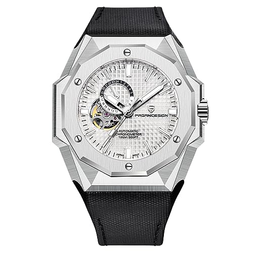 Pagani Design YS010 Herren-Automatikuhr, NH39, selbstaufziehendes Uhrwerk, Lederband, wasserdicht, stilvolles und einzigartiges Gehäuse, Skelett-Gesicht von RollsTimi