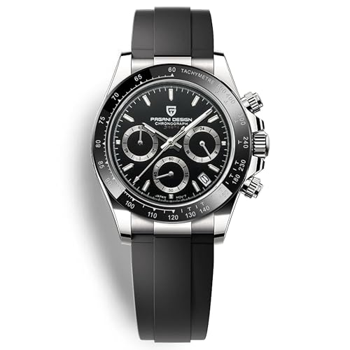 Pagani Design Herrenuhren Herren Quarzuhren Multifunktions-Chronographen Uhren Japan VK63 Quarzwerk Edelstahlgehäuse Keramiklünette 100 Meter wasserdicht Business Sport Uhren. von RollsTimi