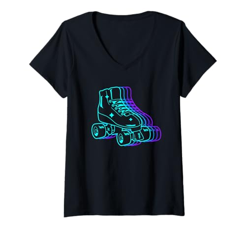 Damen Rollschuh Kinder Roller Skating Kinder Rollschuhe Mädchen T-Shirt mit V-Ausschnitt von Rollschuhe Rollkunstlauf Mädchen Rollschuh