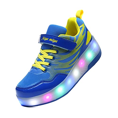 Junge Mädchen Schuhe Kinderschuhe mit Rollen LED Leuchtend Schuhe Outdoor Sportschuhe Blinkschuhe Skateboardschuhe Sneaker Geschenk zum Geburtstag, Party, Weihnachten von Rolltongoz