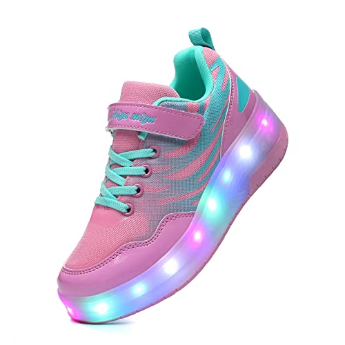 Junge Mädchen Schuhe Kinderschuhe mit Rollen LED Leuchtend Schuhe Outdoor Sportschuhe Blinkschuhe Skateboardschuhe Sneaker Geschenk zum Geburtstag, Party, Weihnachten von Rolltongoz