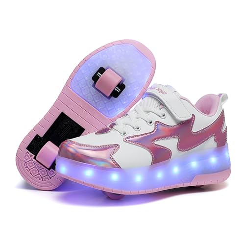 Junge Mädchen Schuhe Kinderschuhe mit Rollen LED Leuchtend Schuhe Outdoor Sportschuhe Blinkschuhe Skateboardschuhe Sneaker Geschenk zum Geburtstag, Party, Weihnachten von Rolltongoz