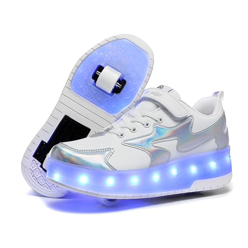 Junge Mädchen Schuhe Kinderschuhe mit Rollen LED Leuchtend Schuhe Outdoor Sportschuhe Blinkschuhe Skateboardschuhe Sneaker Geschenk zum Geburtstag, Party, Weihnachten von Rolltongoz