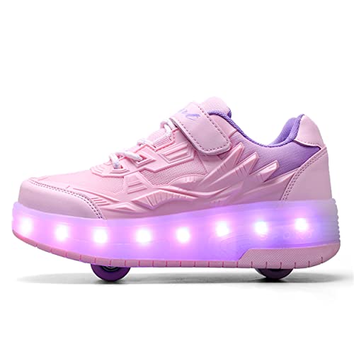 Junge Mädchen Schuhe Kinderschuhe mit Rollen LED Leuchtend Schuhe Outdoor Sportschuhe Blinkschuhe Skateboardschuhe Sneaker Geschenk zum Geburtstag, Party, Weihnachten von Rolltongoz