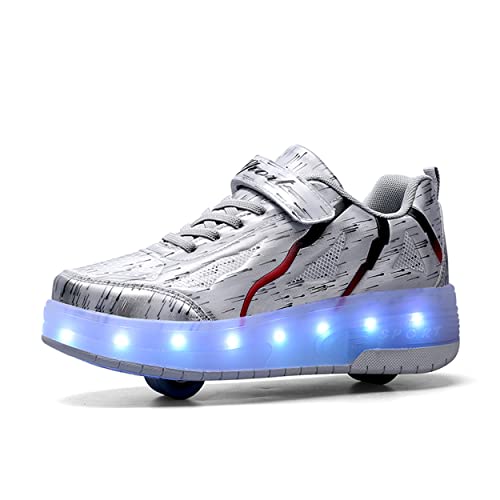 Junge Mädchen Schuhe Kinderschuhe mit Rollen LED Leuchtend Schuhe Outdoor Sportschuhe Blinkschuhe Skateboardschuhe Sneaker Geschenk zum Geburtstag, Party, Weihnachten von Rolltongoz