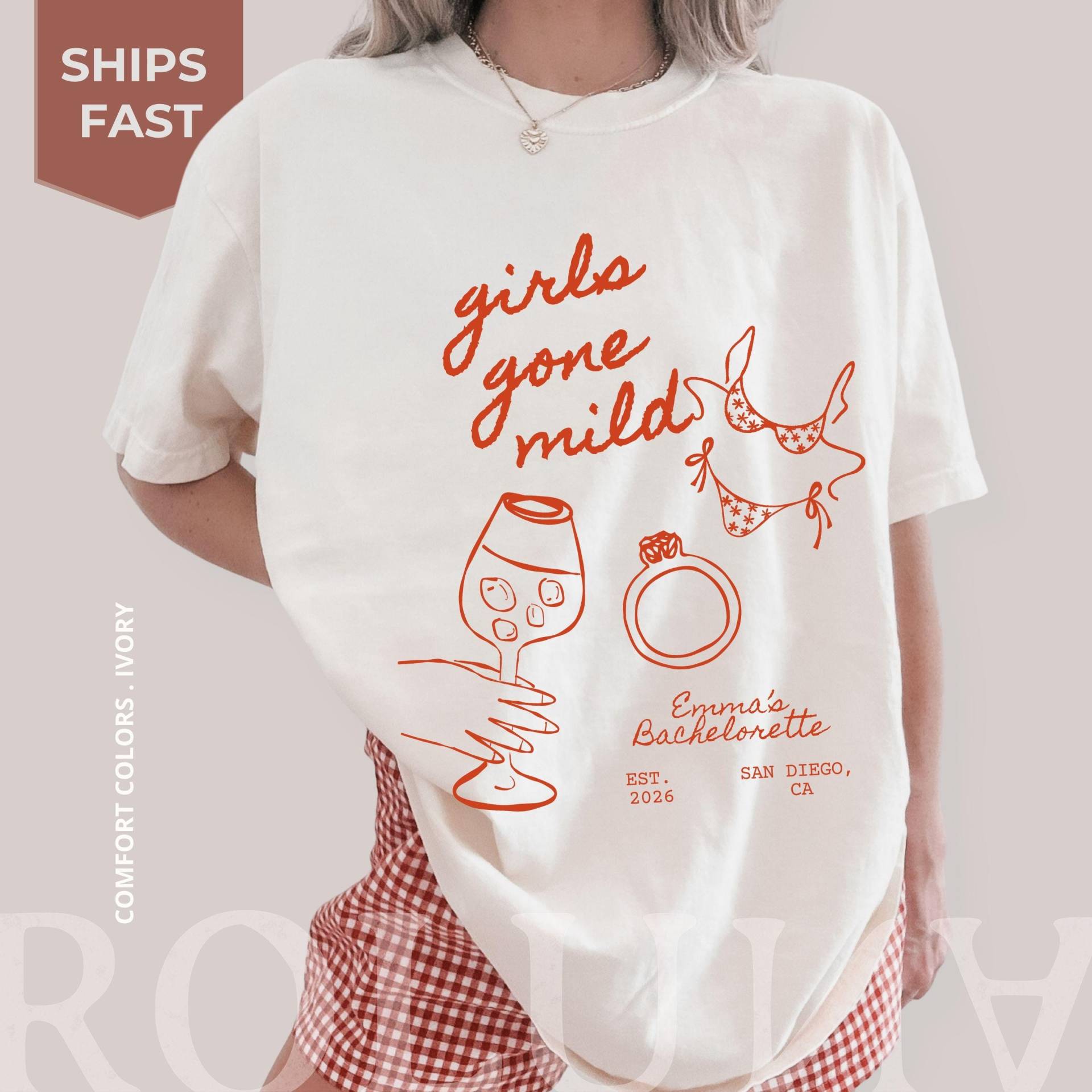 Benutzerdefinierte Bachelorette Shirt, Mädchen Gegangen Milde Komfort Farben Tshirt, Personalisierte Brautjungfer T-Shirt, Benutzerdefinierter Text von RolunaStudio