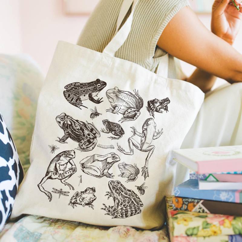 Vintage Frosch Print Einkaufstasche - Geschenk Für Naturliebhaber von RolunaStudio