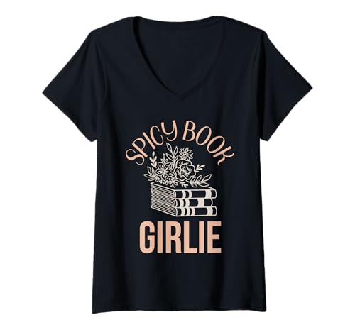 Damen Würziger Buchmerch, Romantik, Girlie, Damen, Liebesbuchliebhaberin T-Shirt mit V-Ausschnitt von Romance Book Lover Gifts Women