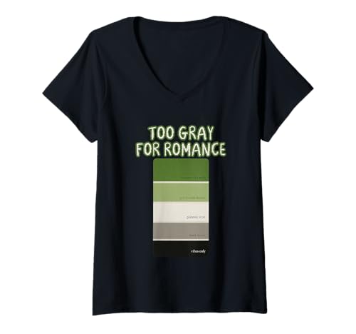 Damen Too Gray for Romance Aromantic Farbmuster-Design T-Shirt mit V-Ausschnitt Damen Too Gray for Romance Aromantic Farbmuster-Design T-Shirt mit V-Ausschnitt von Romance Is a Myth Aromantic Color Palette Design
