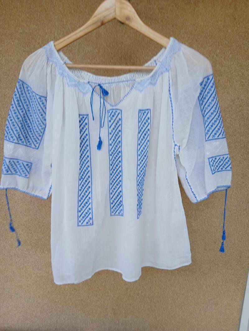 Folklore Vintage Handmade Stickerei Artisanat Balkan Handbestickt 70Er Rumänien Cottage Hippie Boho von Romaniancaleidoscop