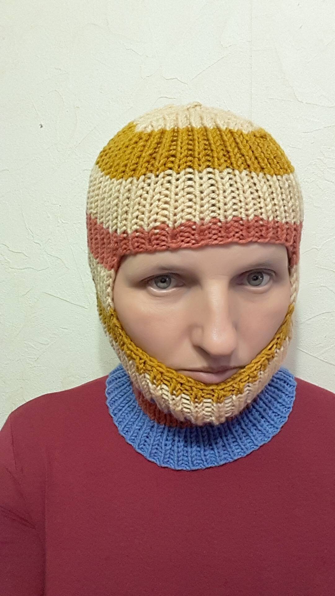 Handgestrickte Balaclava Aus Wollmischung Offene Gesichtsmaske Handgestrickte Balaclava Aus Wollmischung Offene Gesichtsmaske von RomansScarletSail