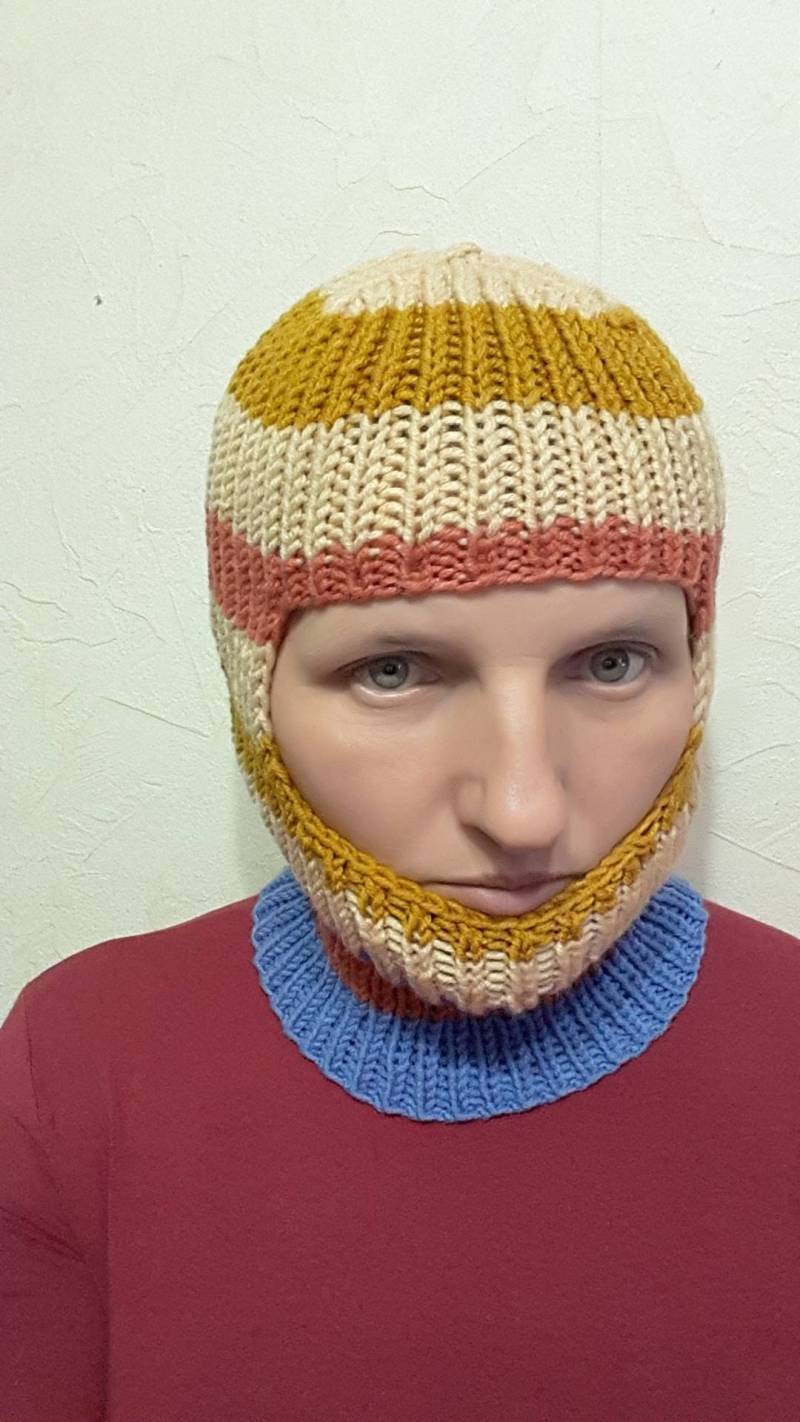 Handgestrickte Balaclava Aus Wollmischung Offene Gesichtsmaske Handgestrickte Balaclava Aus Wollmischung Offene Gesichtsmaske von RomansScarletSail
