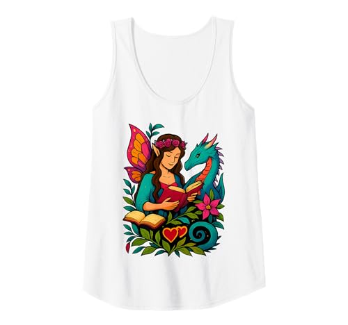 Damen Romantasy Fee und Drache Buchfae-Lesung Tank Top von Romantasy books readers and lovers merch