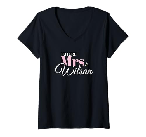Damen Future Mrs Wilson Bride Wedding Engagement Love T-Shirt mit V-Ausschnitt von Romantic Bride Wedding Enthusiast