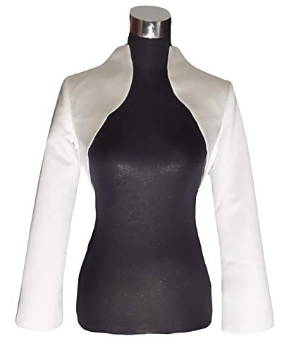 Romantic-Fashion Brautjäckchen Bolero Langarm Weiß Satin Modell PL9034 Damen Größe 42 von Romantic-Fashion