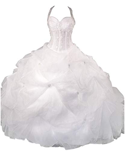 Romantic-Fashion Brautkleid Hochzeitskleid Weiß Modell PL0450 A-Linie TAFT Perlen Pailletten Rüschen DE Größe 38 von Romantic-Fashion