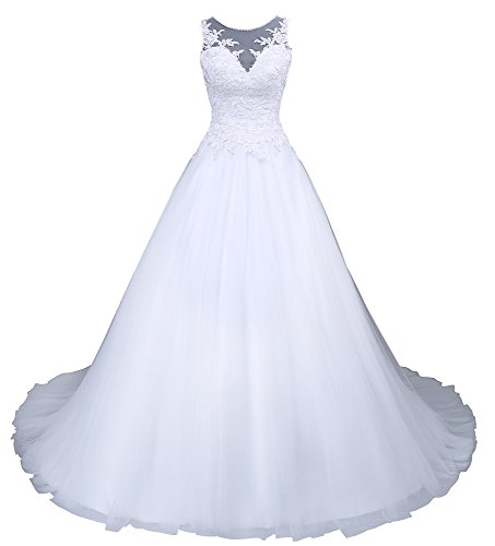 Romantic-Fashion Brautkleid Hochzeitskleid Weiß Modell W045 A-Linie Satin Stickerei Perlen Pailetten DE Größe 36 von Romantic-Fashion