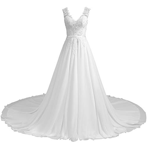 Romantic-Fashion Brautkleid Hochzeitskleid Weiß Modell W195 A-Linie Stickerei Satin DE Größe 50 von Romantic-Fashion