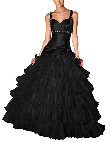 Romantic-Fashion Damen Ballkleid Abendkleid Brautkleid Lang Größe 38 Schwarz von Romantic-Fashion