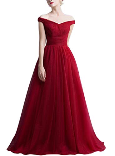 Romantic-Fashion Damen Ballkleid Abendkleid Brautkleid Lang Modell E270-E275 Rüschen Schnürung Tüll DE Bordeauxrot Größe 34 von Romantic-Fashion