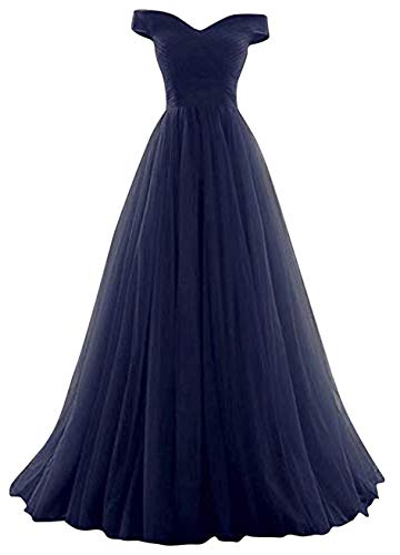 Romantic-Fashion Damen Ballkleid Abendkleid Brautkleid Lang Modell E270-E275 Rüschen Schnürung Tüll DE Dunkelblau Größe 34 von Romantic-Fashion