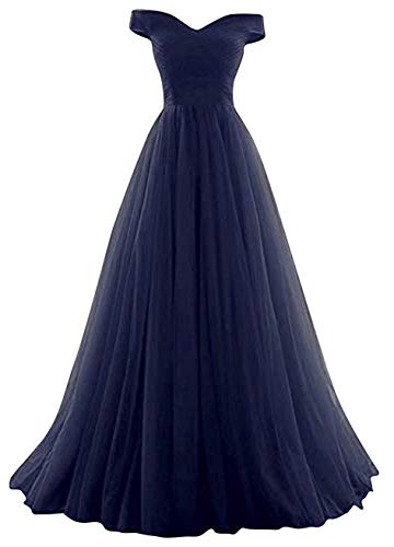 Romantic-Fashion Damen Ballkleid Abendkleid Brautkleid Lang Modell E270-E275 Rüschen Schnürung Tüll DE Dunkelblau Größe 46 von Romantic-Fashion