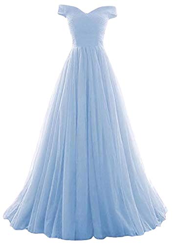 Romantic-Fashion Damen Ballkleid Abendkleid Brautkleid Lang Modell E270-E275 Rüschen Schnürung Tüll DE Hellblau Größe 34 von Romantic-Fashion