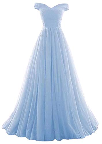 Romantic-Fashion Damen Ballkleid Abendkleid Brautkleid Lang Modell E270-E275 Rüschen Schnürung Tüll DE Hellblau Größe 44 von Romantic-Fashion