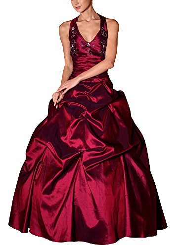 Romantic-Fashion Damen Ballkleid Abendkleid Brautkleid Lang Modell E451 A-Linie Perlen Pailletten DE Rot 36 von Romantic-Fashion