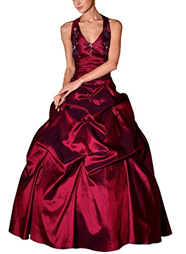 Romantic-Fashion Damen Ballkleid Abendkleid Brautkleid Lang Modell E451 A-Linie Perlen Pailletten DE Rot 40 von Romantic-Fashion