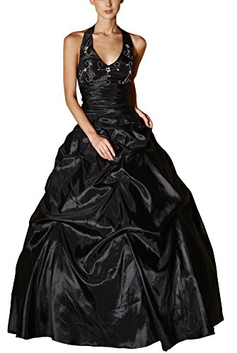 Romantic-Fashion Damen Ballkleid Abendkleid Brautkleid Lang Modell E453 A-Linie Perlen Pailletten DE Schwarz 40 von Romantic-Fashion