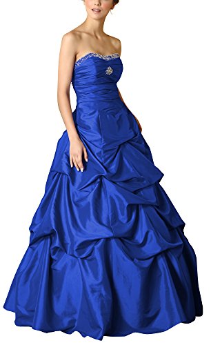 Romantic-Fashion Damen Ballkleid Abendkleid Brautkleid Lang Modell E463 A-Linie Perlen Pailletten DE Blau Größe 34 von Romantic-Fashion