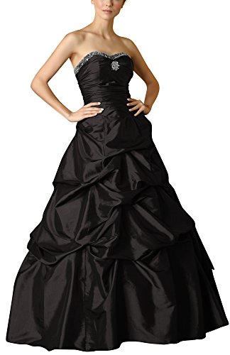 Romantic-Fashion Damen Ballkleid Abendkleid Brautkleid Lang Modell E468 A-Linie Perlen Pailletten DE Schwarz Größe 36 von Romantic-Fashion