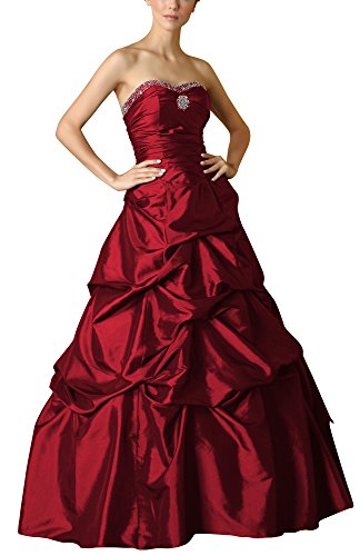 Romantic-Fashion Damen Ballkleid Abendkleid Brautkleid Lang Modell E469 A-Linie Perlen Pailletten DE Bordeauxrot Größe 36 von Romantic-Fashion