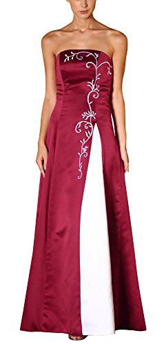 Romantic-Fashion Damen Ballkleid Abendkleid Brautkleid Lang Modell E556 Zweifarbig Stickerei DE Rot Größe 34 von Romantic-Fashion