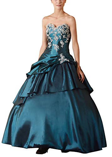 Romantic-Fashion Damen Ballkleid Abendkleid Lang Brautkleid Modell E615-E619 A-Linie TAFT Perlen Pailletten DE Grün Größe 40 von Romantic-Fashion