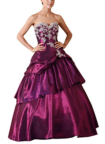 Romantic-Fashion Damen Ballkleid Abendkleid Lang Brautkleid Modell E615-E619 A-Linie TAFT Perlen Pailletten DE Lila Größe 36 von Romantic-Fashion