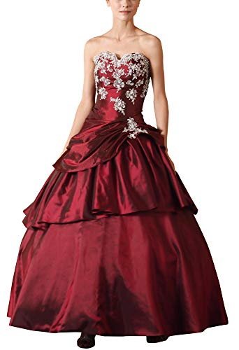 Romantic-Fashion Damen Ballkleid Abendkleid Lang Brautkleid Modell E615-E619 A-Linie TAFT Perlen Pailletten DE Rot Größe 38 von Romantic-Fashion