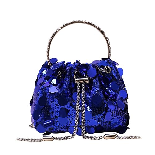 RomanticDesign Frauen Mode Abend Handtasche Sparkly Metall Quaste Pailletten Clutch Crossbody Tasche für Party, Blau von RomanticDesign