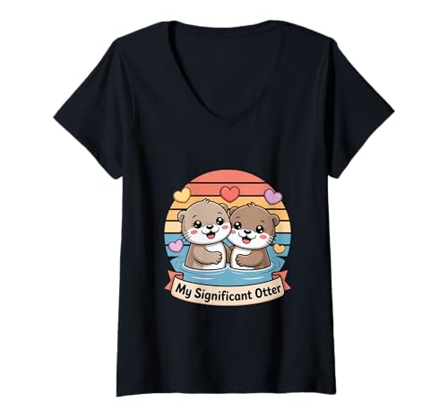Damen Pärchen Otter Liebe My Significant Otter Valentinstag T-Shirt mit V-Ausschnitt Damen Pärchen Otter Liebe My Significant Otter Valentinstag T-Shirt mit V-Ausschnitt von Romantik Otter Paar Liebe Partner Valentinstag