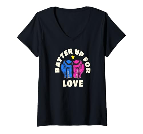 Damen Schlag für Liebe Lustiger Boxhumor Paare Valentinstil T-Shirt mit V-Ausschnitt von Romantischer Sport Spaß für Boxfans