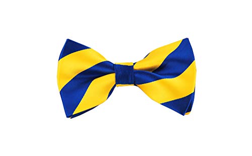 Romario Manzini Collegiate Vorgebundene Fliege, gestreift, Königsblau und Gelb, Erwachsene von Romario Manzini