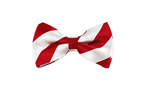 Romario Manzini Collegiate gestreifte vorgebundene Fliege, Rot und weiß von Romario Manzini