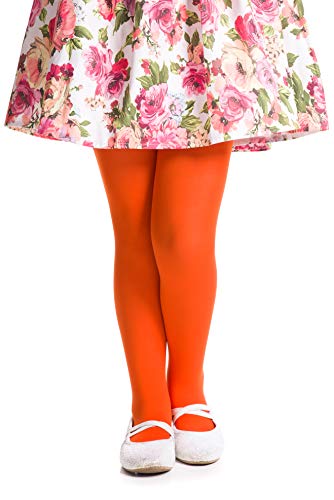 Romartex Microfaser 40 DEN Kinder Strumpfhose für Mädchen, 104-110, orange von Romartex