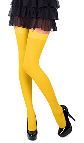 Romartex Mikrofaser 40 DEN Strapsstrümpfe in vielen Farben und Größen, L, gelb von Romartex