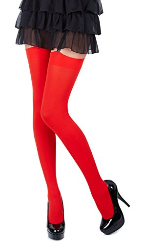 Romartex Mikrofaser 40 DEN Strapsstrümpfe in vielen Farben und Größen, M, rot von Romartex